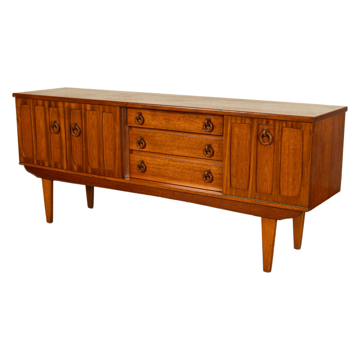 Mid Century Modern Danish Style Teak Credenza Sideboard Buffet Bar Cabinet 1960s