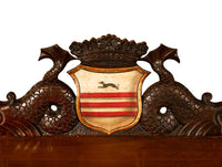 Antique Carved Oak Hall Table Skipworth Family Painted Royal Coat of Arms 1860