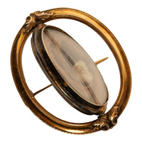 Antique 10K Gold Victorian Swivel Mourning Cameo Brooch Locket Tooth & Hair 1860