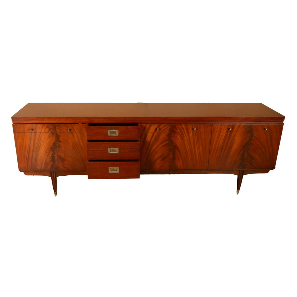 Mid Century Modern Danish Style Teak Mahogany Long Credenza Fully Restored 1966
