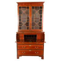Antique Georgian Inlaid Mahogany Bureau Bookcase Butler's Secretary Desk 1780