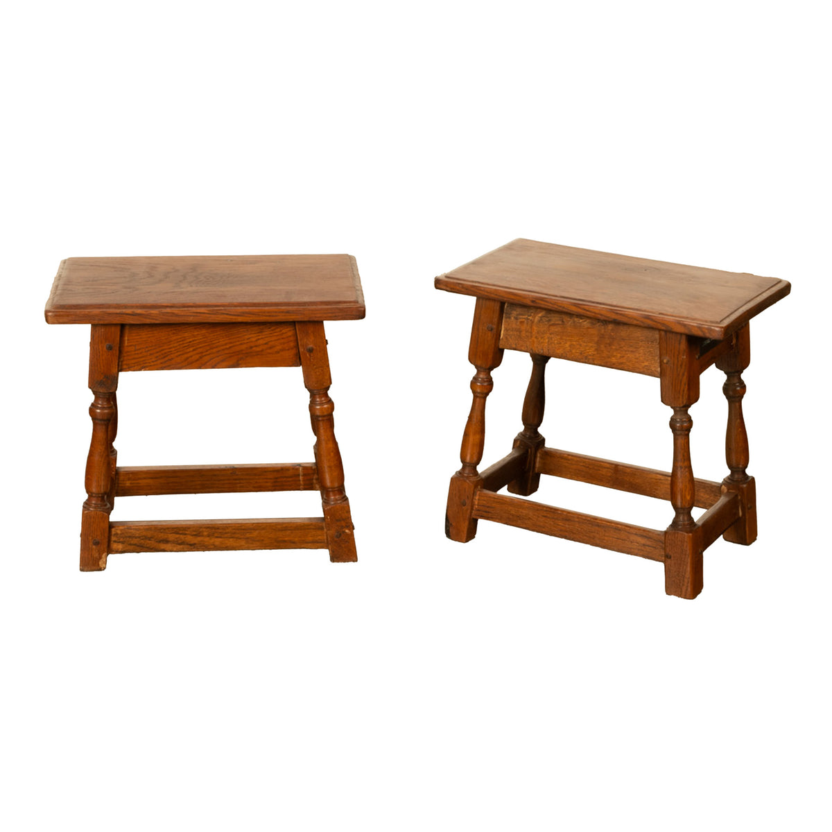 Pair Antique Jacobean style Joint Stools Oak from Thames Lock Bridge London 1850