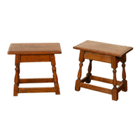 Pair Antique Jacobean style Joint Stools Oak from Thames Lock Bridge London 1850