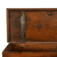 Antique Italian Baroque Walnut & Engraved Iron Jewelry Strong Box Cassone 1600