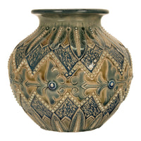 Antique Aesthetic Movement Doulton Lambeth Stoneware Vase Elizabeth Atkins 1883