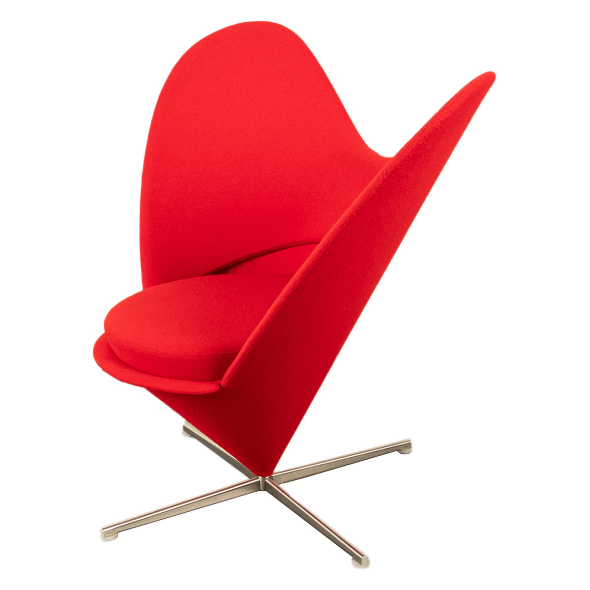 Mid Century Modern Red Heart Cone Chair Verner Panton for Vitra Mint Condition