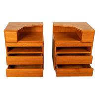 Pair Mid Century Modern Danish Teak Nightstands Chest Drawers by Scan Coll 1970