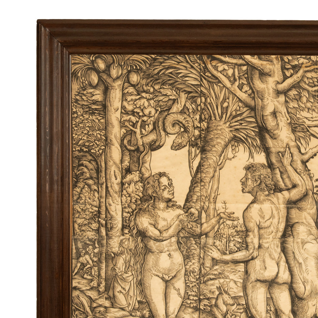 16thCentury German Northern Renaissance Woodcut Print Adam & Eve Baron Von Lanna by Hans Burgkmair the Elder, 1525
