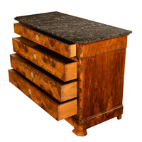 Antique French Walnut & Marble Louis-Philippe Walnut Commode Chest Drawers 1840