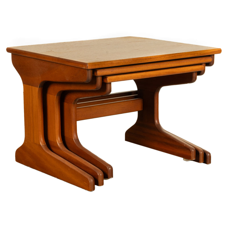 Set of Three Danish Mid Century Modern Teak Nesting Side Coffee Tables 1960s