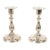 Pair Antique 19th Century Swedish Gustavian Sterling Silver Engraved Candlestick Holders 1864