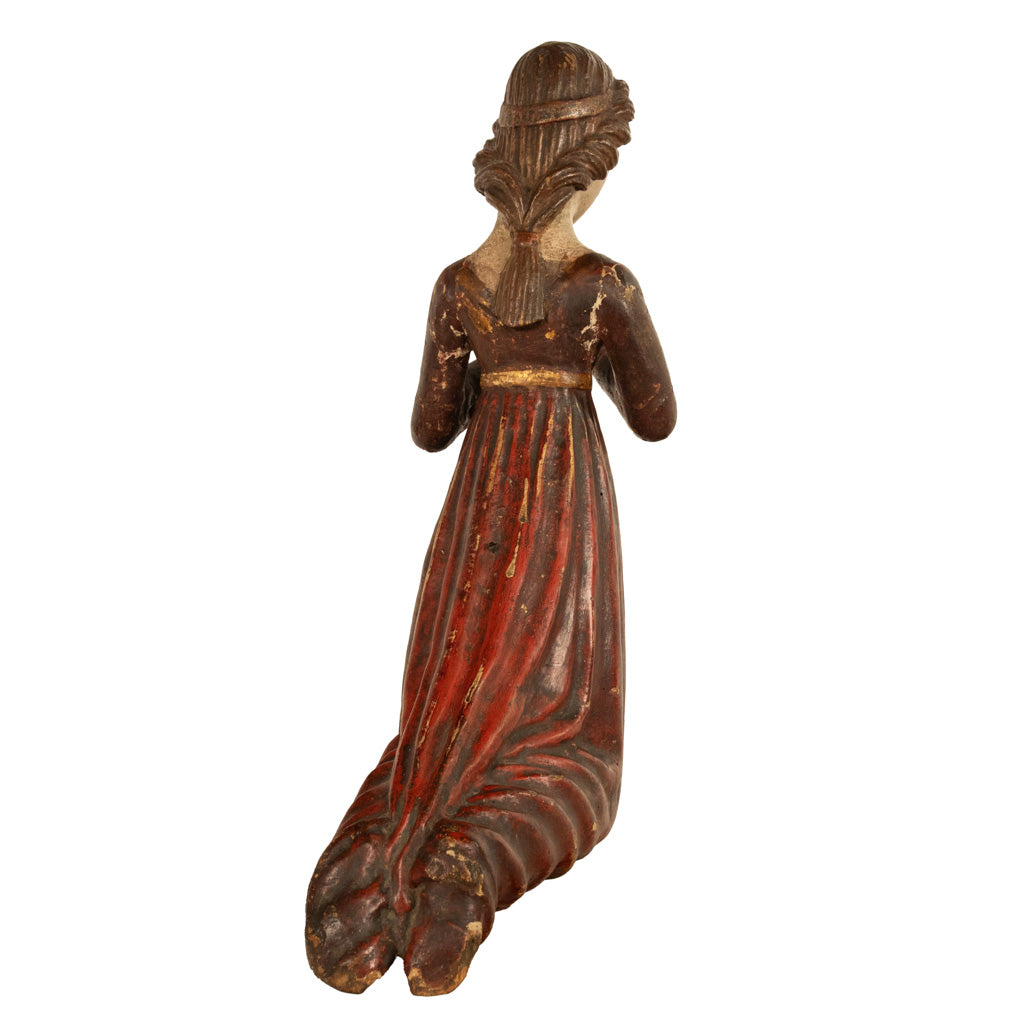 Antique Italian 15th Century Carved Wood Hand-Painted Madonna Statue Vecchietta 1460