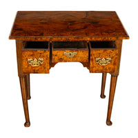 Antique Irish 18th Century Burl Walnut George I Lowboy Dressing Table Desk 1720