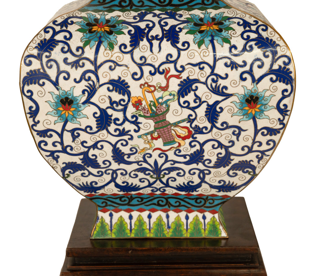 Antique Pair Monumental Chinese Qing Qianlong Period Cloissoné Enamel Vases 1795