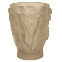 Rene Lalique Large Art Deco Opalescent Glass Crystal Vase Bacchantes Signed 1927