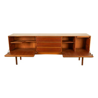 Mid Century Modern Danish Style Teak Long Credenza McIntosh Starburst Doors 1960