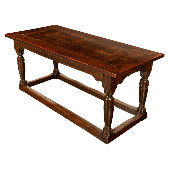 Antique 18th Century French Oak Country Parquetry Refectory Dining Table 1680