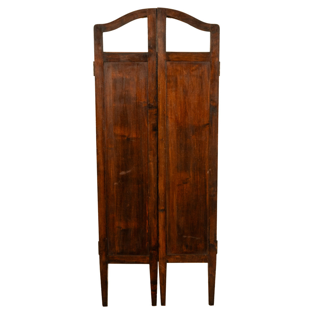 Antique Art Nouveau Mahogany Painted Fire Folding Screen Liberty Co London 1900