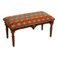 Antique American Renaissance Revival Window Music Bench Seat Pendleton Wool 1870