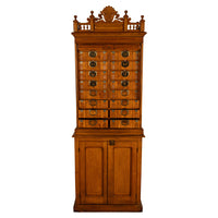 Antique American Carved Oak Victorian Roll Top Letter File Cabinet Amberg Co, 1883