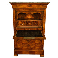 Antique French Louis Philippe Burr Walnut Secrétaire à Abattant Desk Chest 1840