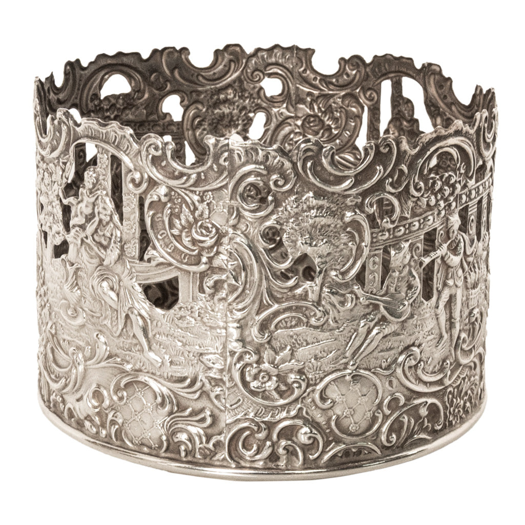 Antique American Sterling Silver Wine Bottle Decanter Coaster Cuff New York 1915