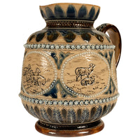 Antique Aesthetic Movement Doulton Lambeth Hannah Barlow Stoneware Jug Sheep, 1873
