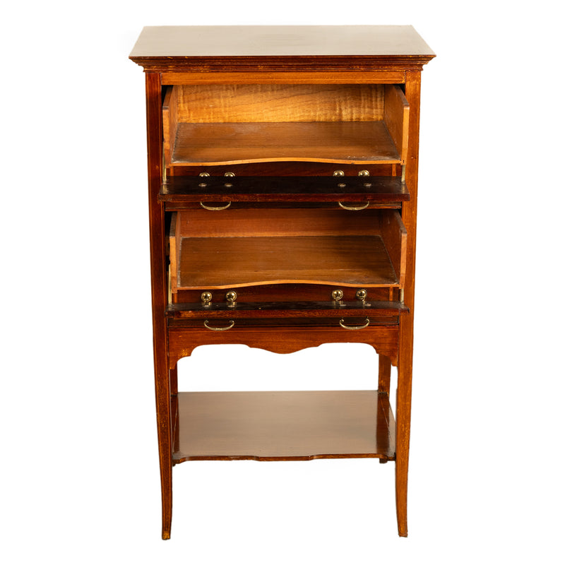 Antique Edwardian Sheraton Inlaid Mahogany Sheet Music File Cabinet Chest 1900
