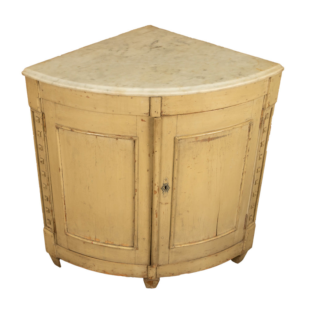 Antique 18thC Swedish Painted Gustavian Marble Top Corner Cupboard Cabinet 1780