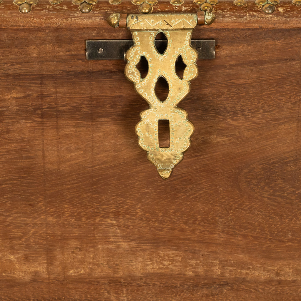 Antique 19thC Zanzibar Omani Teak & Brass Stud & Copper Clad Dowry Chest 1890