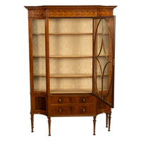 Antique Art Nouveau Inlaid Mahogany Display China Cabinet Vitrine Waring Gillow, 1905