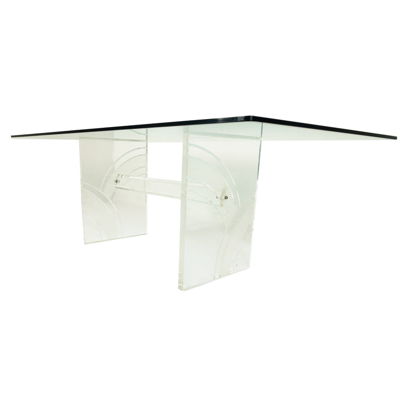 American Mid Century Modern Charles Hollis Jones Lucite & Tempered Glass Dining Table 1975