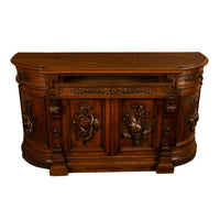 Antique 19thC French Black Forest Carved Oak Hunt Buffet Sideboard Bar 1870