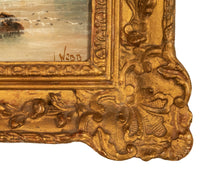 Antique 19th Century Marine Seascape Coastal Maritime English Channel Painting by James Webb, 1860