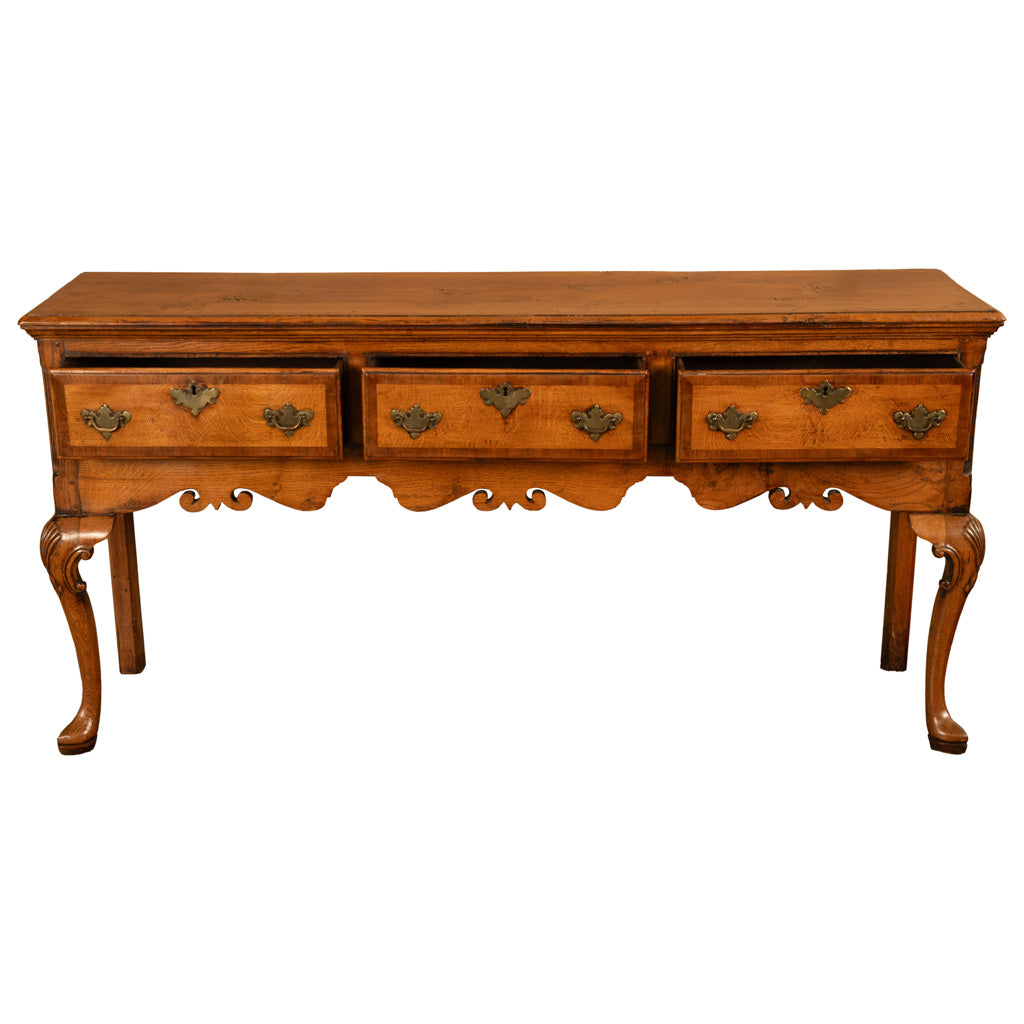 Antique 18th Century Georgian Oak & Crossbanded Mahogany Welsh Dresser Base 1780