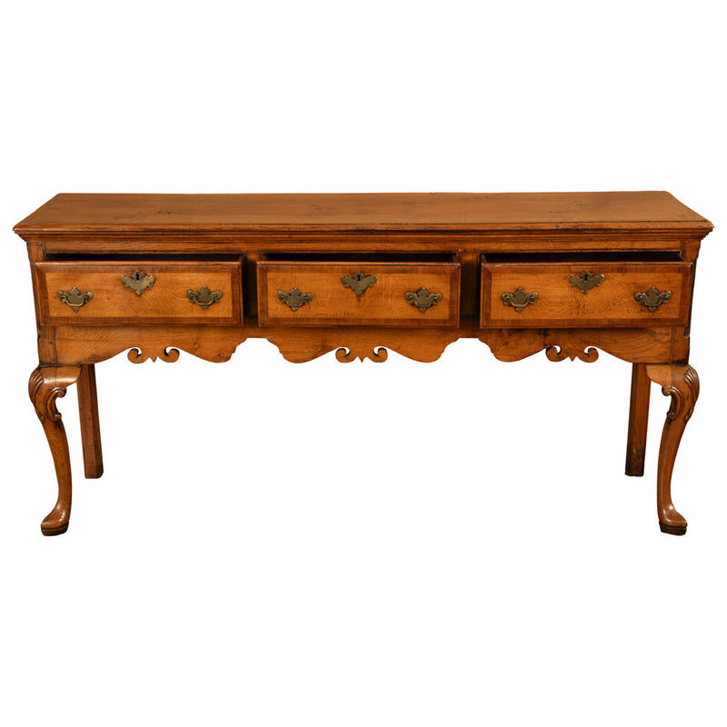Antique 18th Century Georgian Oak & Crossbanded Mahogany Welsh Dresser Base 1780
