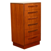 Mid Century Modern Danish G Plan Teak Tall Dresser Chest Six Drawers Fresco 1966