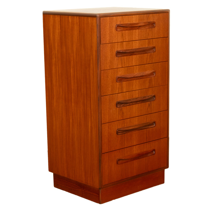 Mid Century Modern Danish G Plan Teak Tall Dresser Chest Six Drawers Fresco 1966