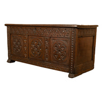 Antique English 17th Century William III Carved Oak Coffer Chest Candle Box 1690