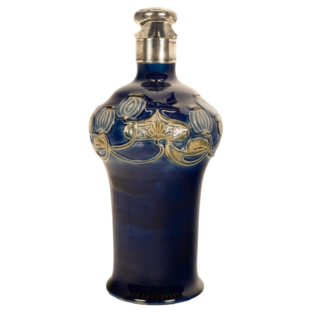 Antique Art Nouveau Royal Doulton Lambeth Whiskey Jug Silver Mounts London 1903