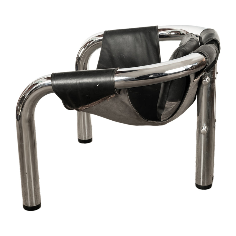 American Mid Century Modern Chrome & leather "Palo Alto" Lounge Chair Byron Botker for Landes California 1970