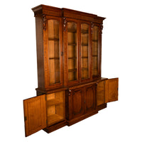 Antique Monumental Irish Carved Oak Breakfront Bookcase Library Bibliotheque circa 1860