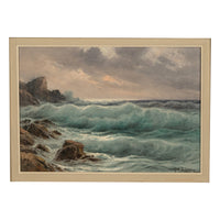 Antique Italian Oil on Canvas Painting Seascape Coastline Isle of Capri Italy by Cavalier Michele Federico, 1925