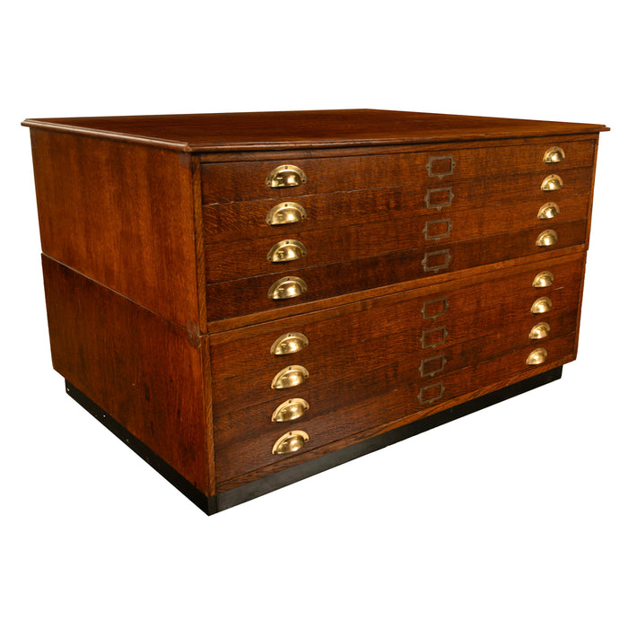 Antique Oak 8 Drawer Filing Print Architect's Blueprint Cabinet Flat File 1900