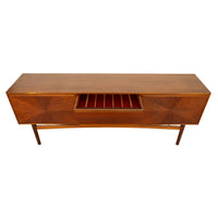 Mid Century Modern Danish Style Teak Long Credenza McIntosh Starburst Doors 1960