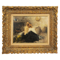 Antique Italian Realism Verismo Oil on Canvas Painting Female Nude Ex-Christie's by Antonio Mancini, 1890
