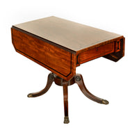 Antique Georgian Regency Inlaid Ebony Mahogany Pembroke Drop Leaf Pedestal Table 1810