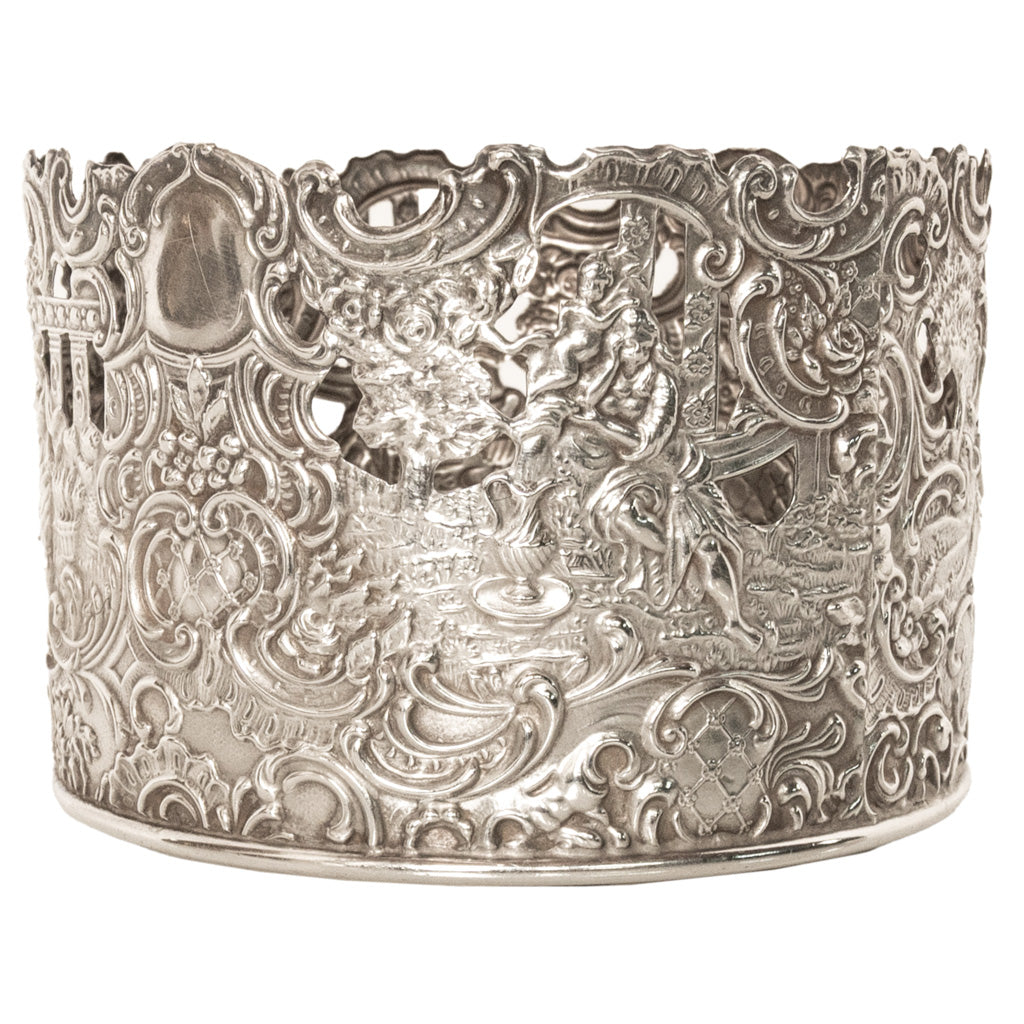 Antique American Sterling Silver Wine Bottle Decanter Coaster Cuff New York 1915