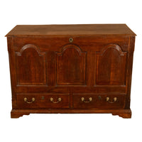 Antique 18th Century Georgian Paneled Lift up Lid Oak Mule Chest Coffer 1760
