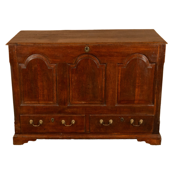 Antique 18th Century Georgian Paneled Lift up Lid Oak Mule Chest Coffer 1760